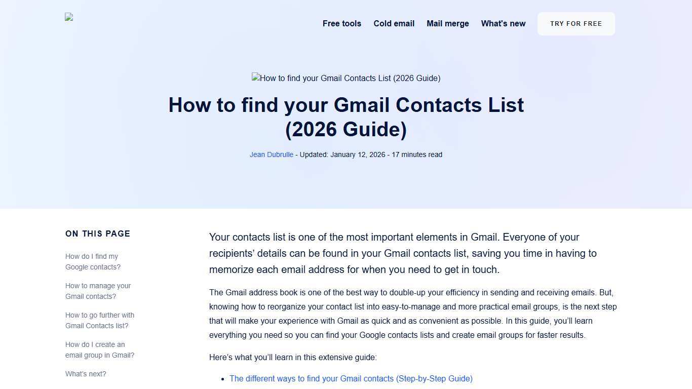 How to find your Gmail Contacts List (2026 Guide)